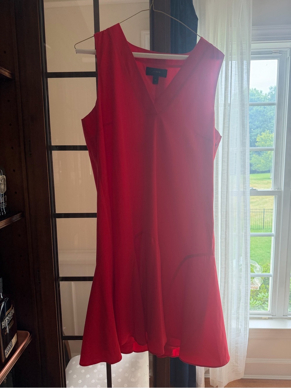 J Crew Women's Sleeveless V-Neck Red Dress